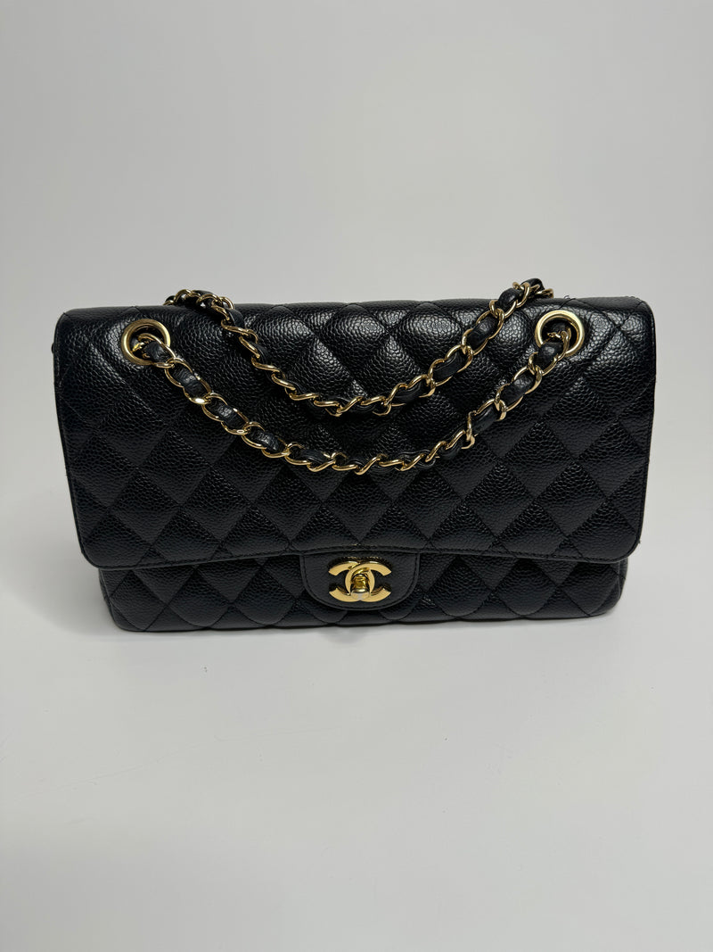 Chanel  Medium Classic Double Flap Caviar With Gold Hardware