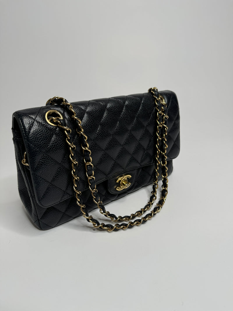 Chanel  Medium Classic Double Flap Caviar With Gold Hardware