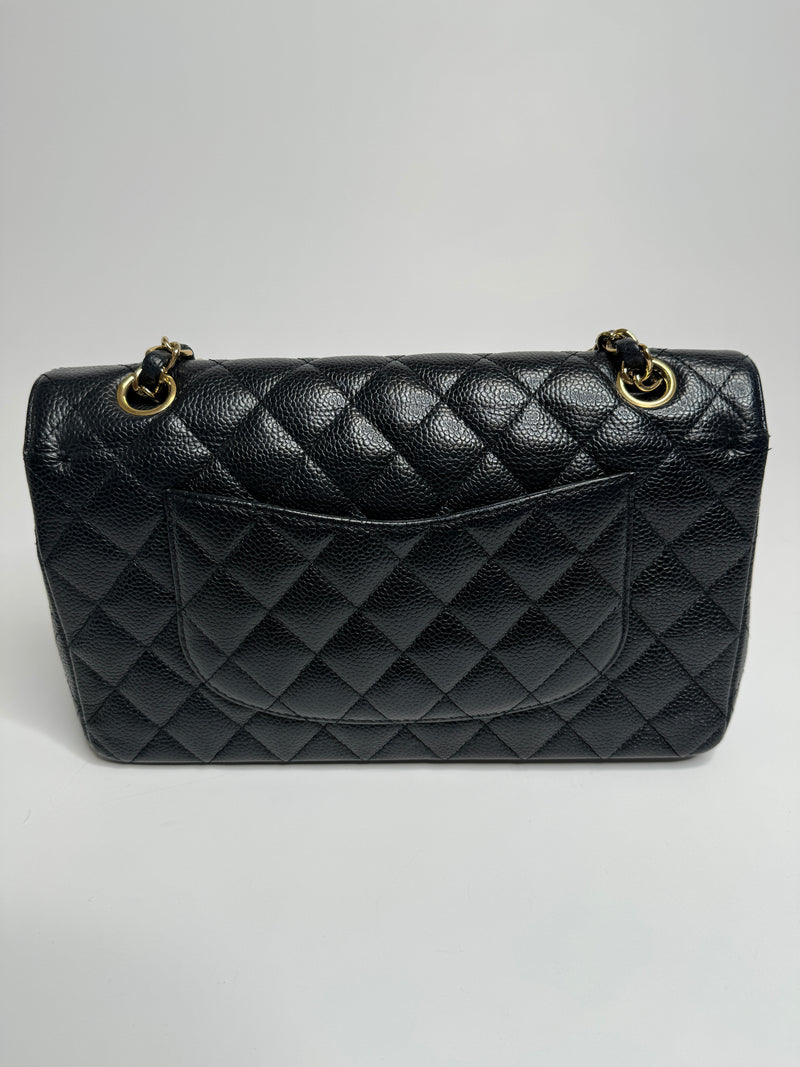 Chanel  Medium Classic Double Flap Caviar With Gold Hardware