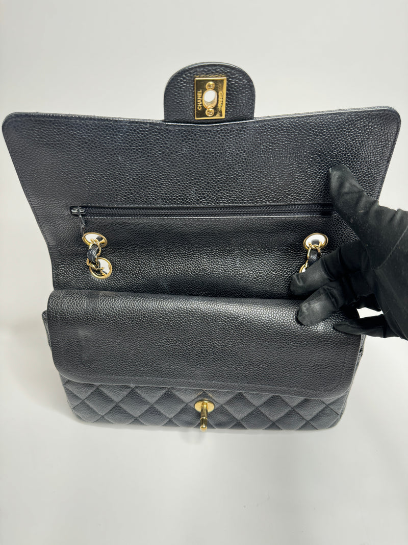 Chanel  Medium Classic Double Flap Caviar With Gold Hardware