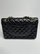 Chanel Medium Classic Double Flap In Black Lambskin With Gold Hardware