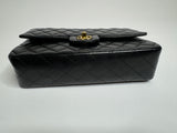 Chanel Medium Classic Double Flap In Black Lambskin With Gold Hardware