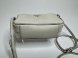 Prada Off-White Saffiano Leather Mini Zip Top Camera Sling Bag