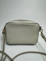 Prada Off-White Saffiano Leather Mini Zip Top Camera Sling Bag