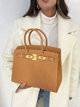 Hermès Sellier Birkin 30 In Natural Sable Madame Leather With Gold Hardware