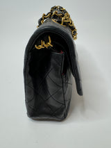 Chanel Vintage Black Lambskin Leather Medium Classic Double Flap