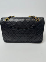 Chanel Vintage Black Lambskin Leather Medium Classic Double Flap