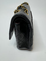 Chanel Vintage Black Lambskin Leather Medium Classic Double Flap