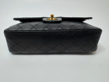 Chanel Vintage Black Lambskin Leather Medium Classic Double Flap