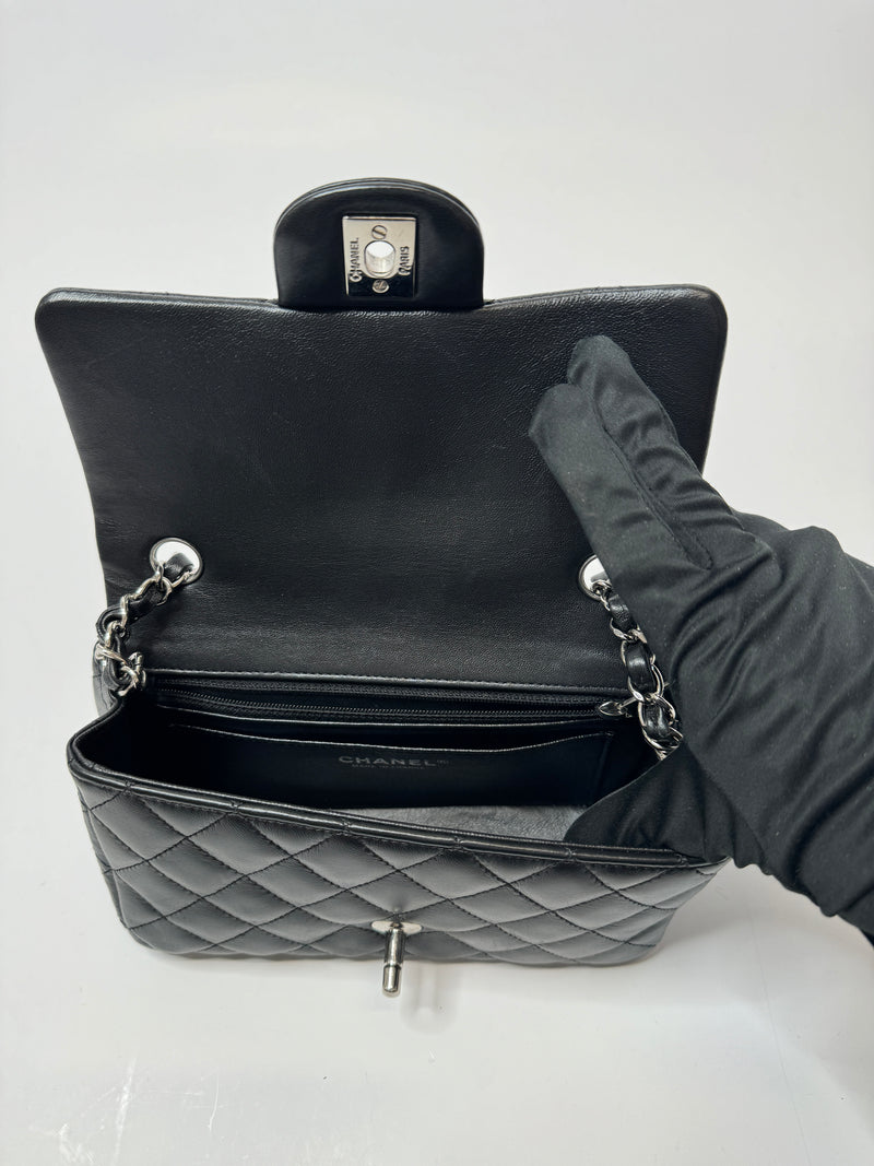 Chanel Mini Rectangle Flap Bag In Black Lambskin