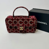 Chanel Coco Print Velvet Top Handle Flap