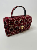 Chanel Coco Print Velvet Top Handle Flap