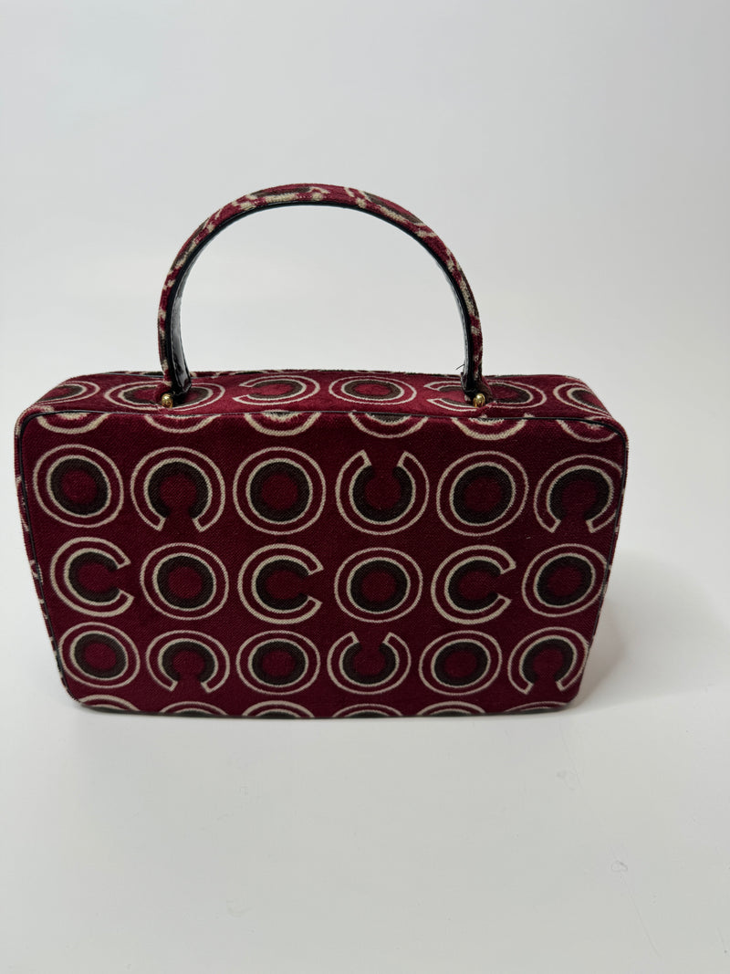 Chanel Coco Print Velvet Top Handle Flap
