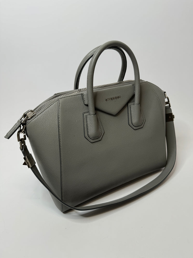 Givenchy Medium Antigona In Grained Grey Leather