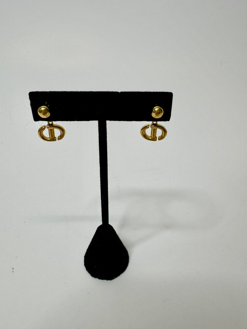 Christian Dior CD Navy Gold Earrings