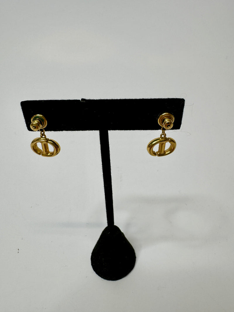 Christian Dior CD Navy Gold Earrings