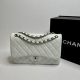 Chanel White Caviar Leather Jumbo Classic Double Flap