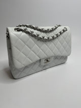 Chanel White Caviar Leather Jumbo Classic Double Flap