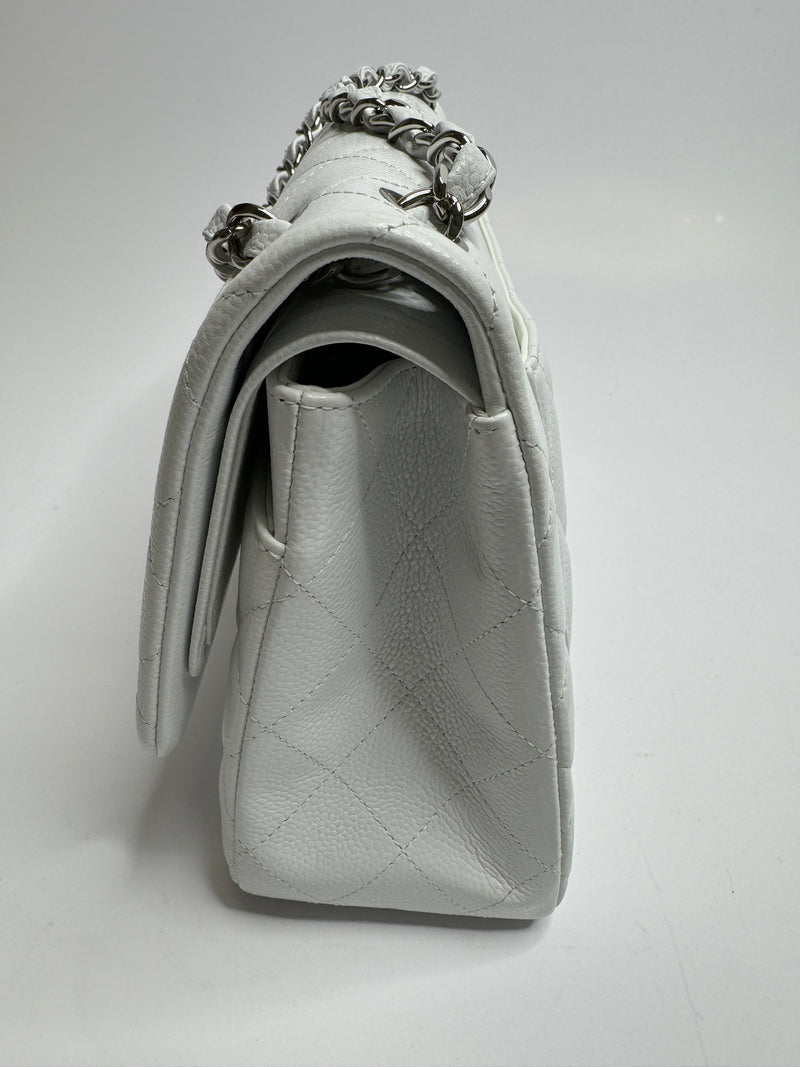 Chanel White Caviar Leather Jumbo Classic Double Flap