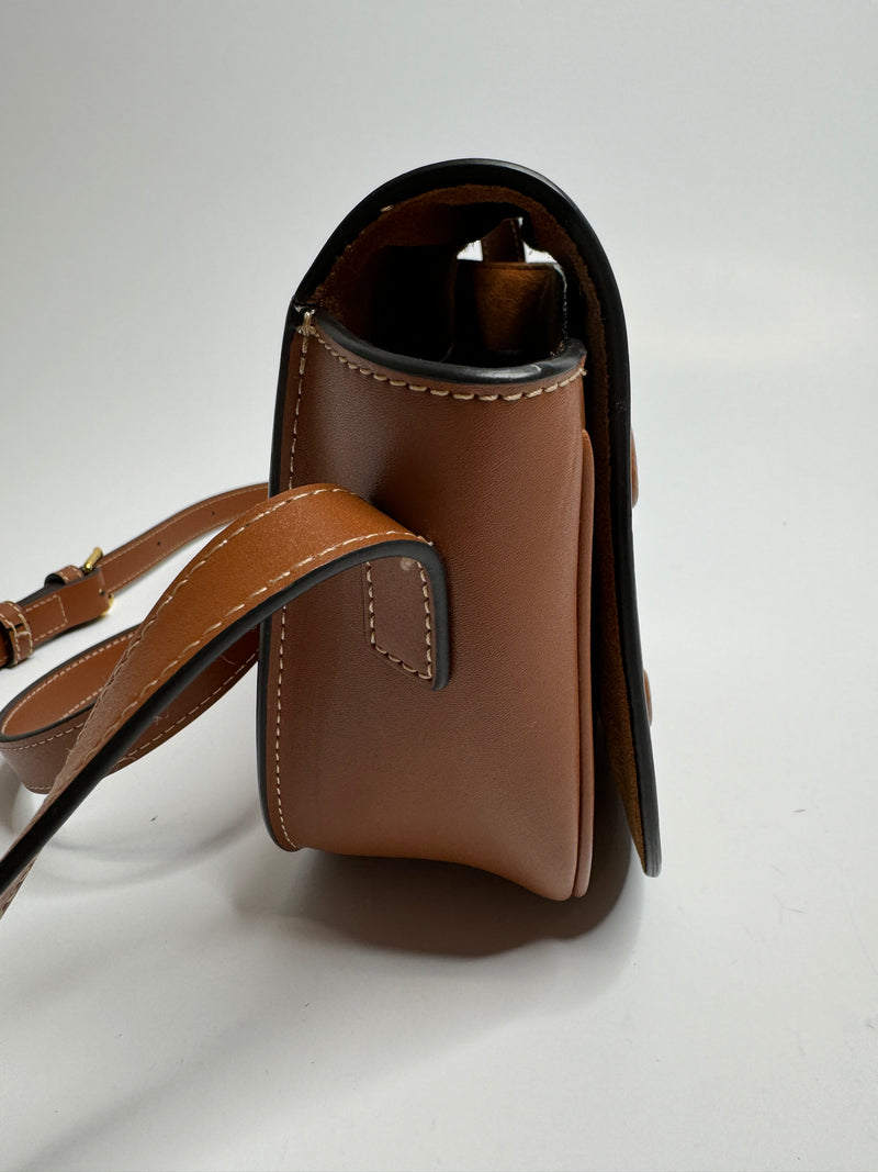 Celine Folco Cuir Triomphe Tan Leather Crossbody Bag