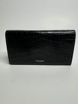 Saint Laurent Black Croc Embossed Wallet