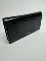Saint Laurent Black Croc Embossed Wallet