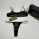 Gucci Tulle Lingerie Black GG Tulle Lingerie Set( Size S / UK 8 )