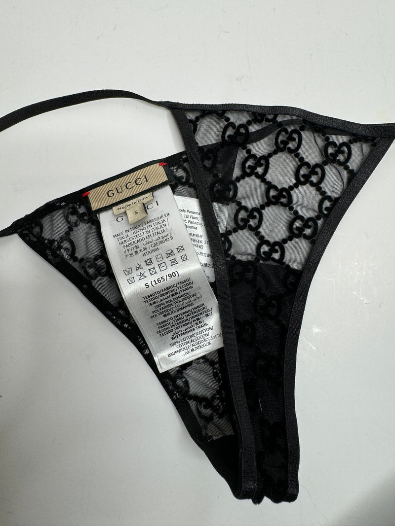 Gucci Tulle Lingerie Black GG Tulle Lingerie Set( Size S / UK 8 )