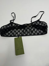 Gucci Tulle Lingerie Black GG Tulle Lingerie Set( Size S / UK 8 )
