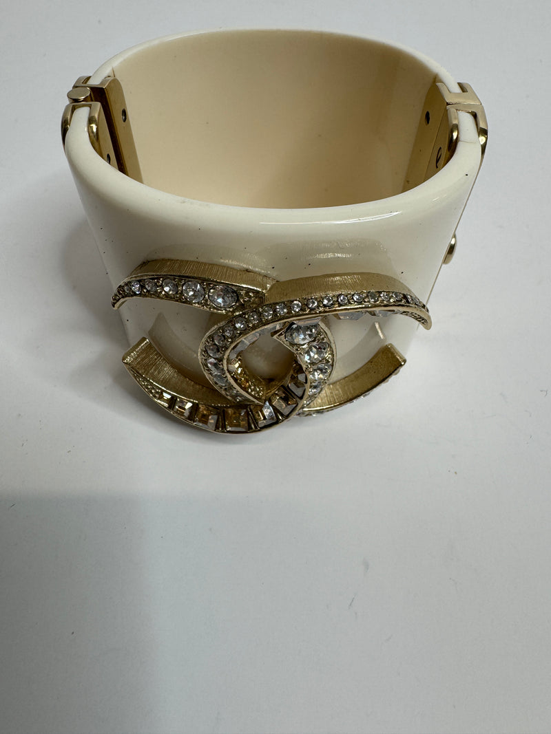 Chanel Cuff Bracelet With Rhinestone CC