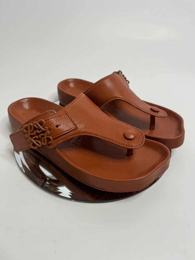 Loewe Ease embellished leather flip flops (Size 38/UK 5)