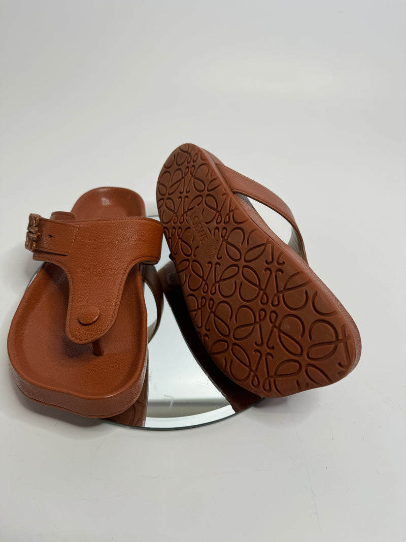 Loewe Ease embellished leather flip flops (Size 38/UK 5)