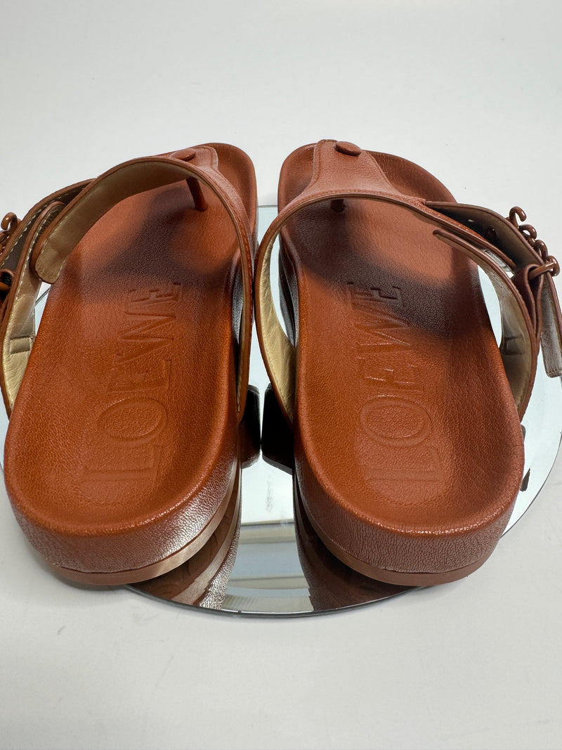 Loewe Ease embellished leather flip flops (Size 38/UK 5)