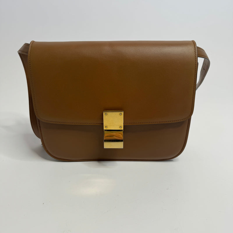 Celine Classic Box Bag In Smooth Tan Leather