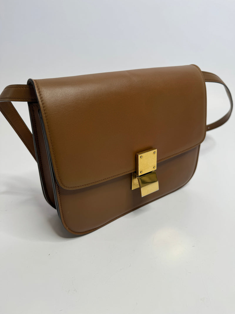 Celine Classic Box Bag In Smooth Tan Leather