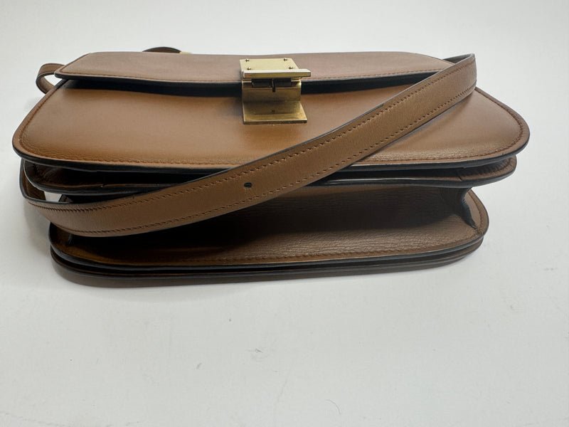 Celine Classic Box Bag In Smooth Tan Leather