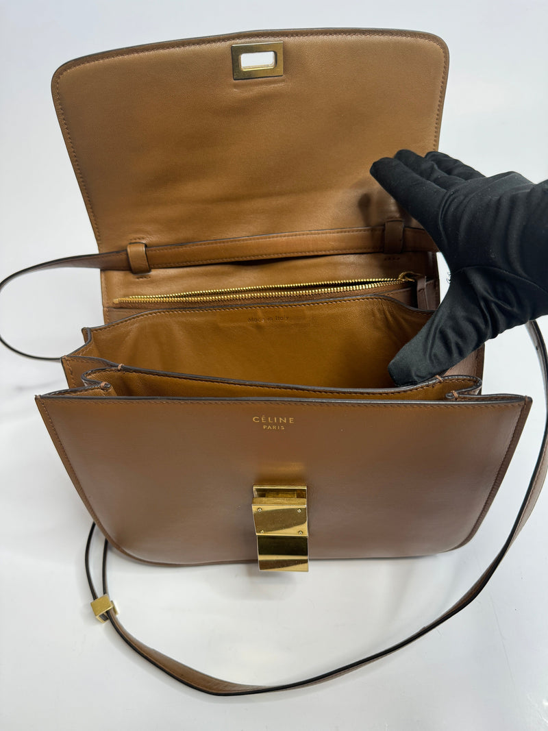 Celine Classic Box Bag In Smooth Tan Leather