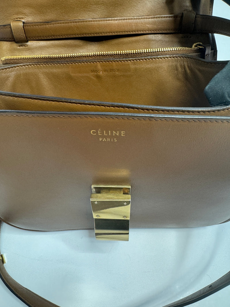 Celine Classic Box Bag In Smooth Tan Leather