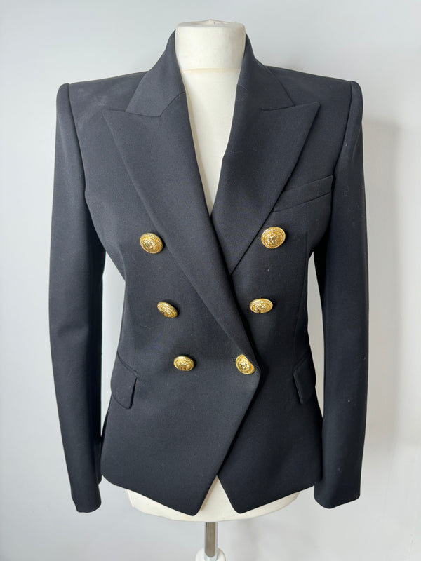 Balmain Black Double Breasted Blazer (Size FR40/ UK 10)