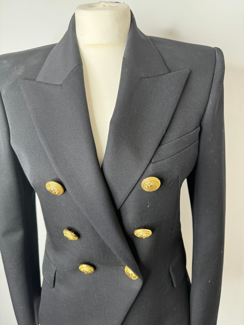 Balmain Black Double Breasted Blazer (Size FR40/ UK 10)