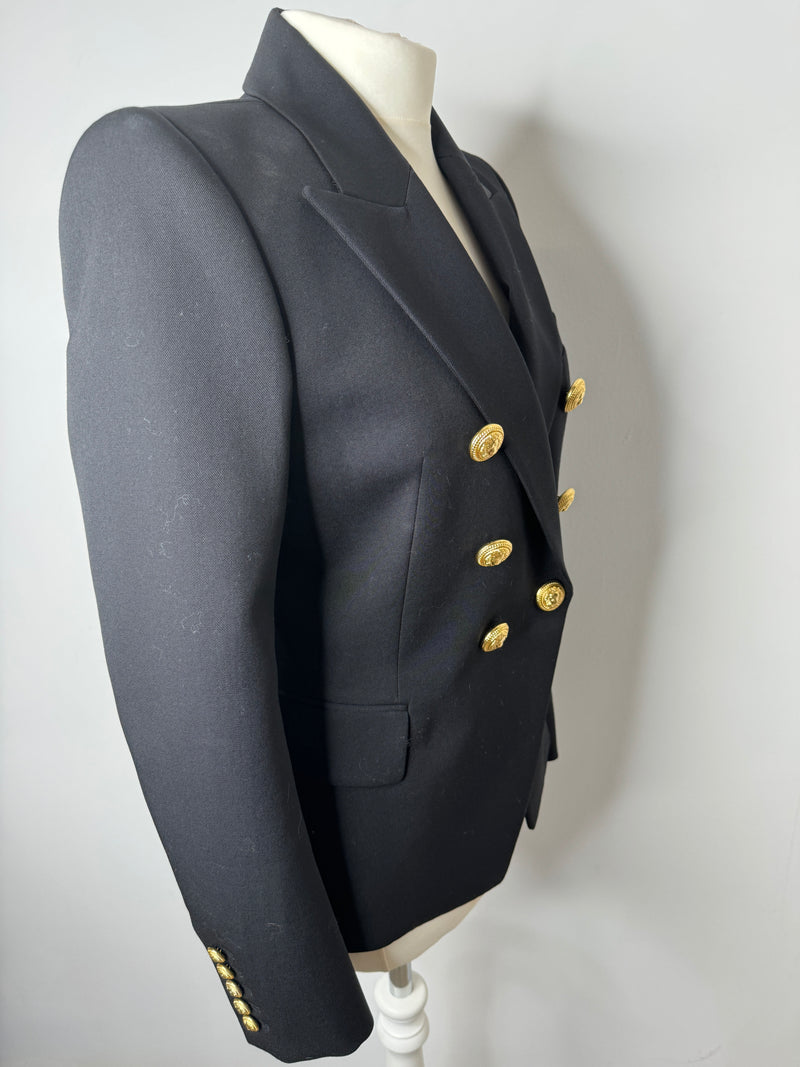 Balmain Black Double Breasted Blazer (Size FR40/ UK 10)
