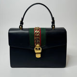 Gucci Sylvie Top Handle Bag in Black Leather