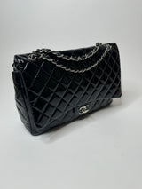 Chanel Classic Double Flap Maxi In Black Patent Leather