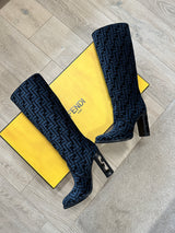 Fendi FF Chenille Knee Boots (Size 37/ UK 4)