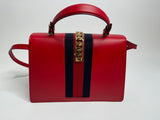 Gucci Sylvie Top Handle Bag in Red Leather