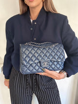 Chanel Navy Lambskin Leather Jumbo Classic Double Flap