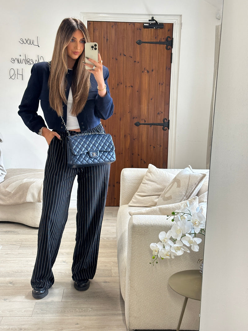 Chanel Navy Lambskin Leather Jumbo Classic Double Flap