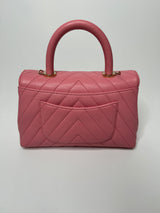 Chanel Small Coco Top Handle In Pink Caviar Leather