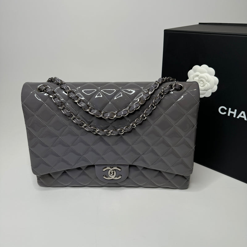 Chanel Classic Double Flap Maxi In Light Purple Patent Leather