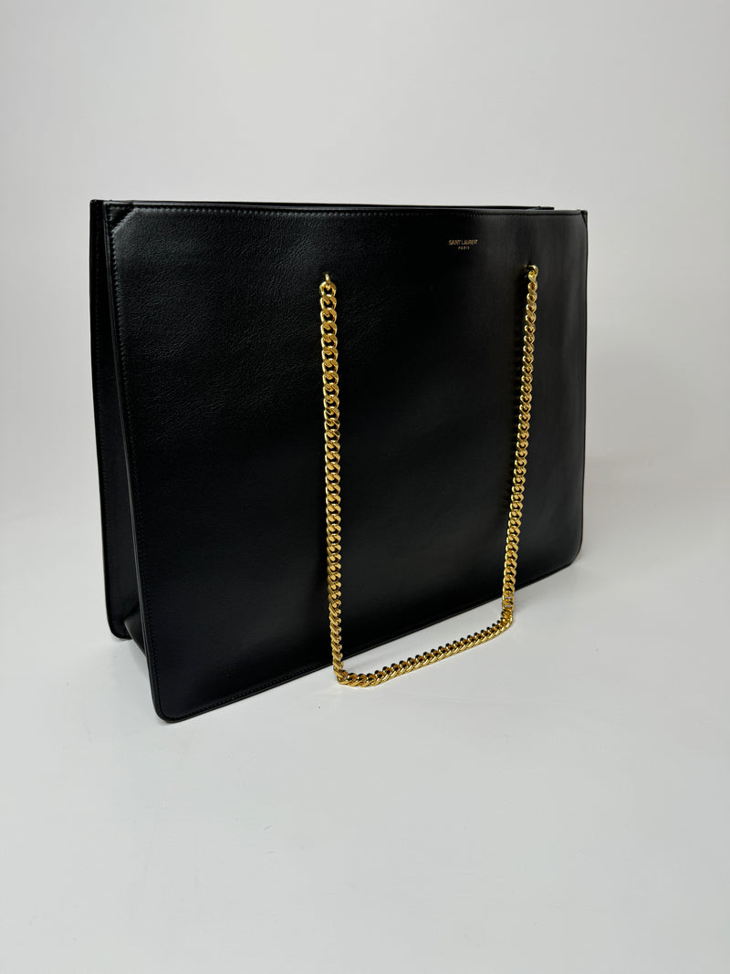 Saint Laurent Siena Ultra Lux Black Leather Chain Shoulder Bag